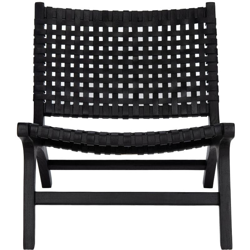 Denman Leather Woven Accent Chair