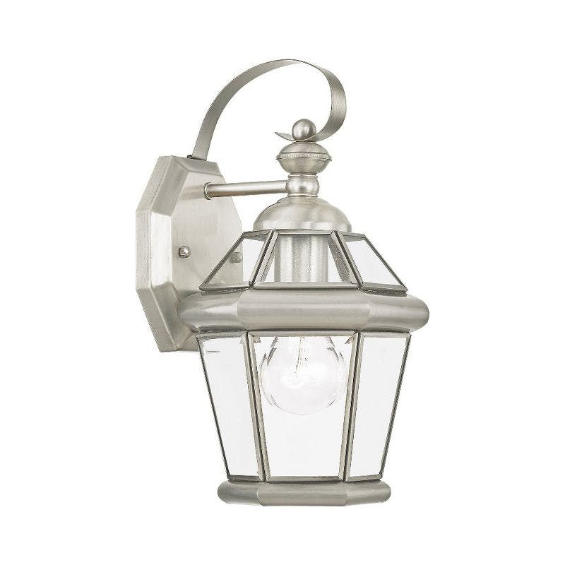 Georgetown Brushed Nickel 1-Light Outdoor Wall Lantern with Clear Glass