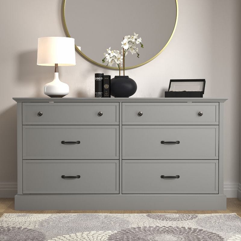 Galano Xylon Double 6-Drawer Dresser in Sophisticated Gray