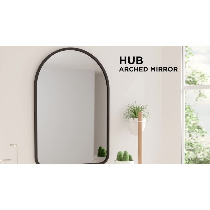 Soft Curves Brass-Finish Arch Nursery Dresser Mirror 34"x36"