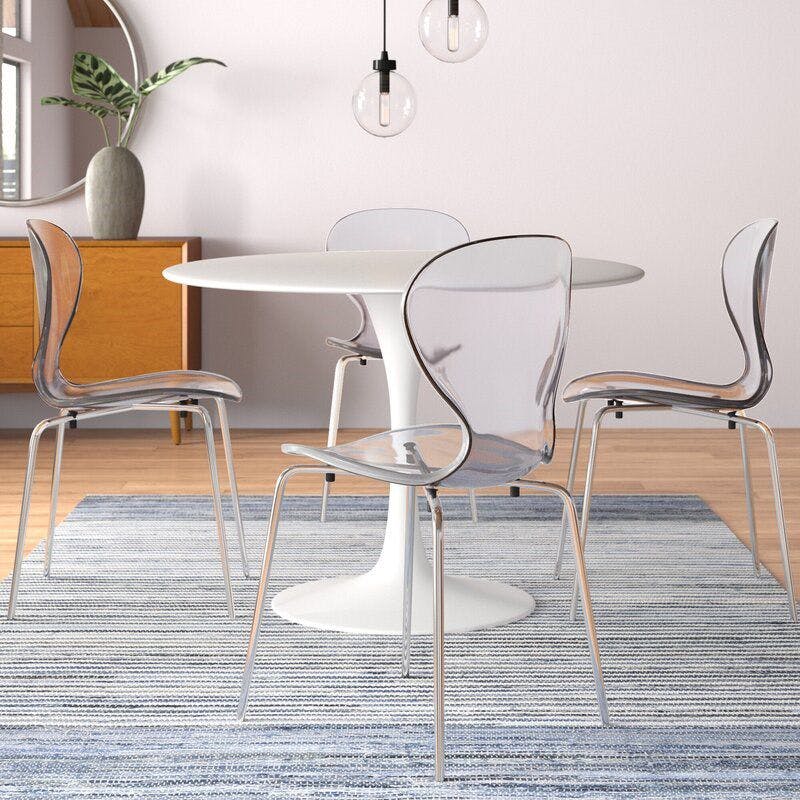 Elegant Oyster 20" Clear Acrylic Modern Minimalistic Side Chair