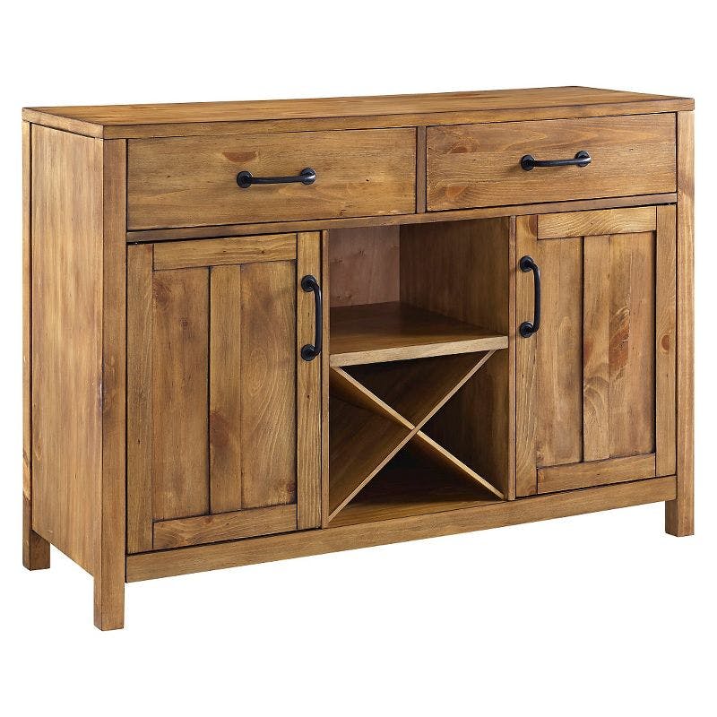 Rustic Charm 57'' Natural Wood Sideboard with Industrial Accents