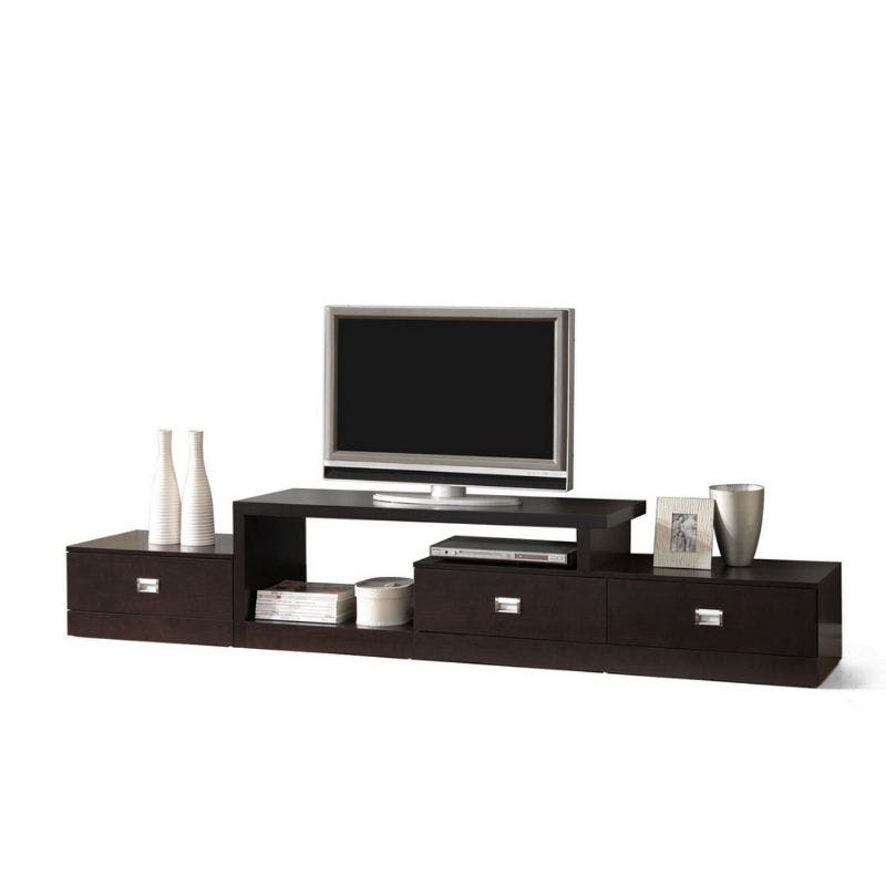 Marconi Asymmetrical Modern TV Stand with Cabinet in Dark Brown