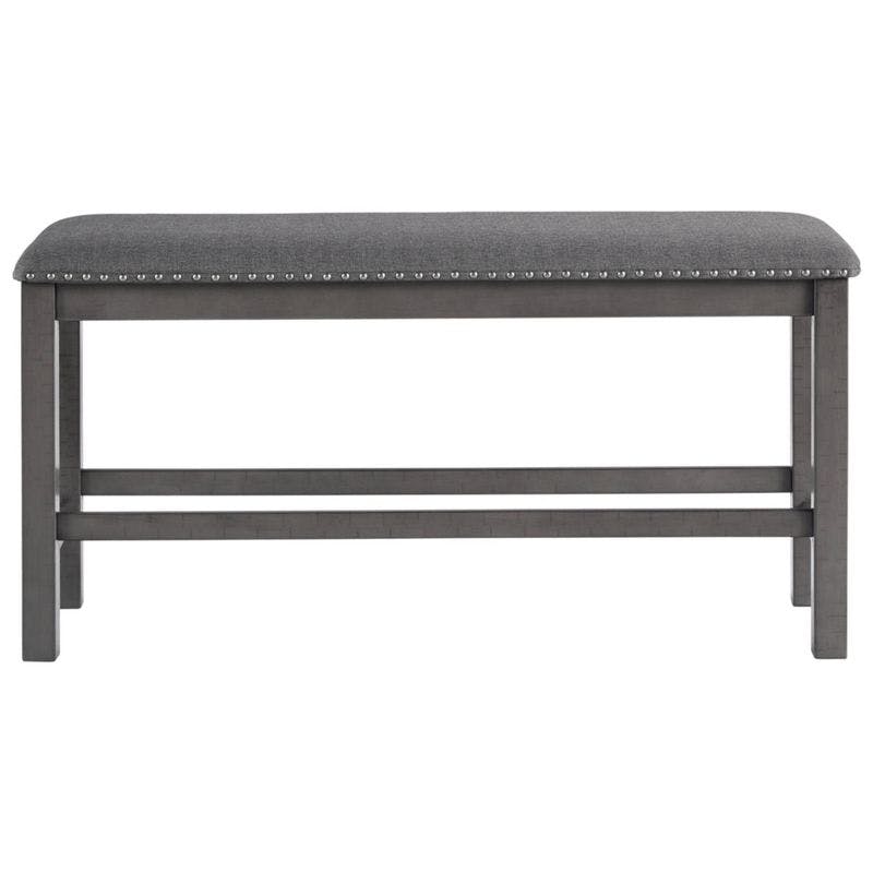 Transitional Gray Cushioned 48'' Dining Bench with Nailhead Trim