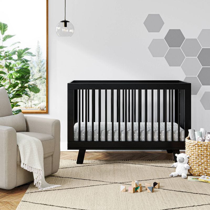 Hudson Black 3-in-1 Convertible Crib with Toddler Rail