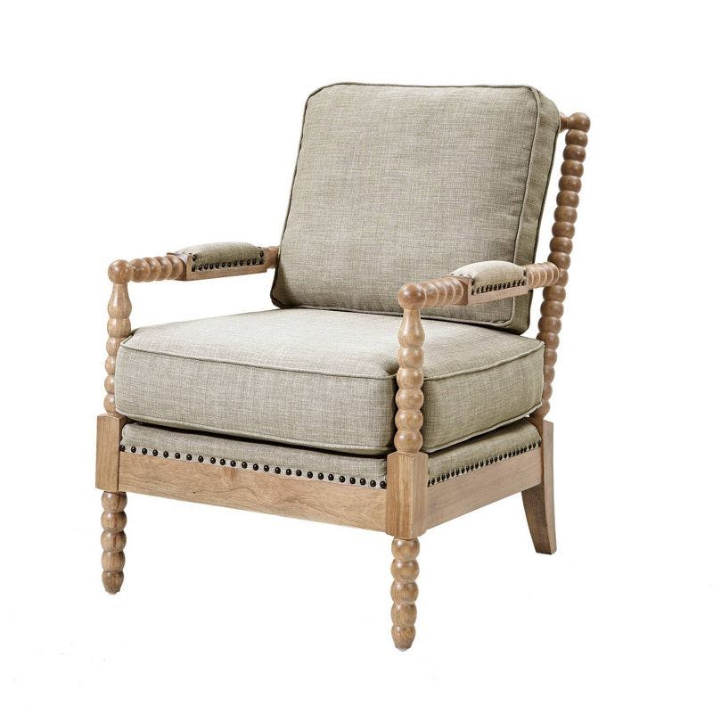 Donohue Light Grey Solid Wood Nailhead Trim Accent Chair
