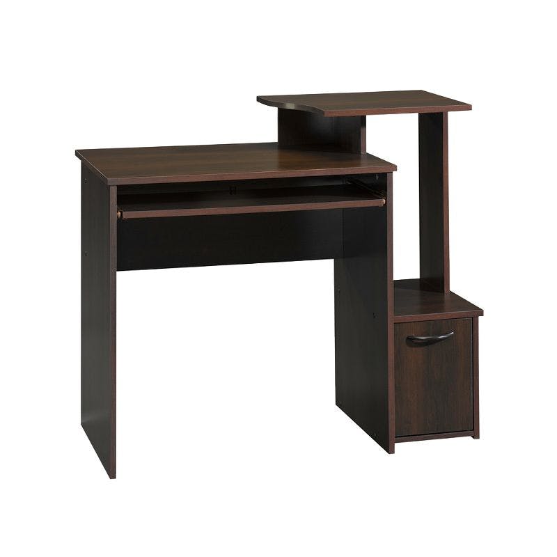 Cinnamon Cherry Finish Computer Desk with Keyboard Tray and Filing Cabinet