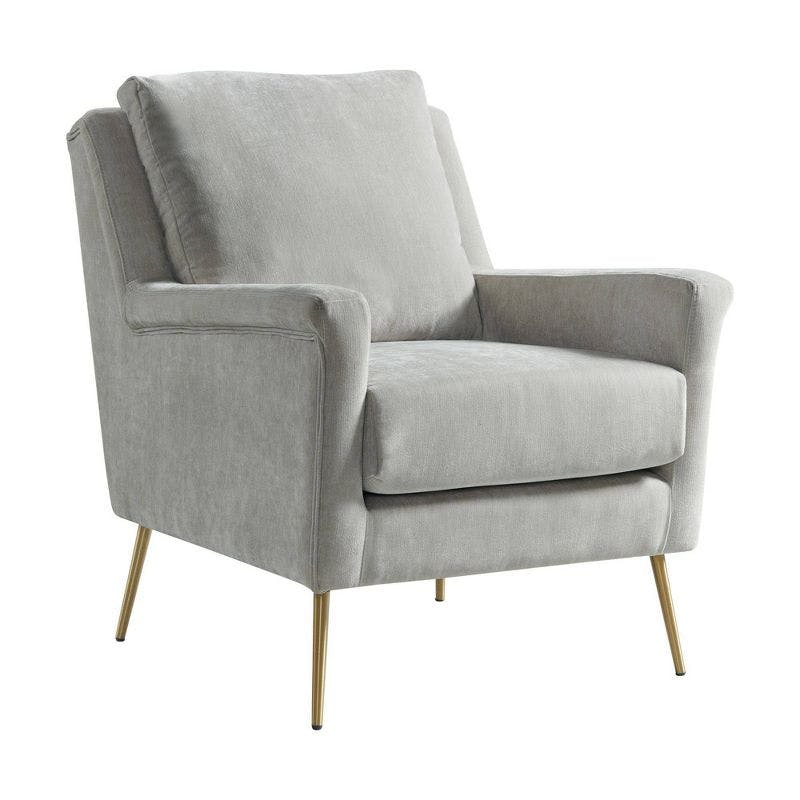 Mid-Century Modern Gray Wood Accent Chair with Gold Legs