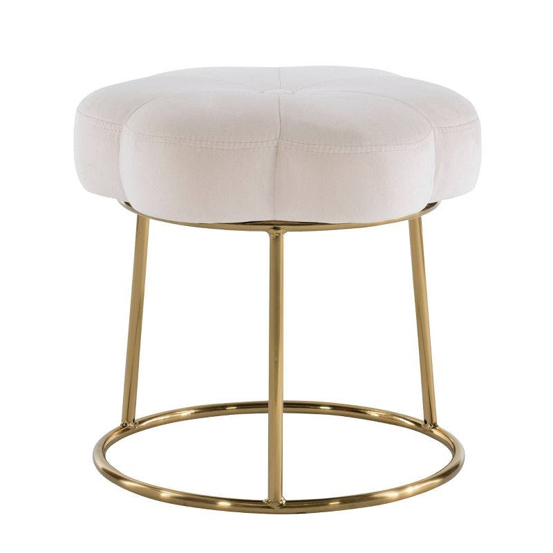 Seraphina Light Green and Gold Accent Vanity Stool