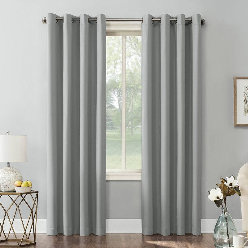 Modern Silver Gray Blackout Grommet Curtain Panel, 54" x 84"