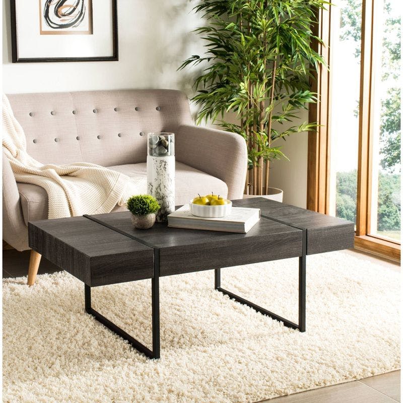 Aubyn Rectangular Black Modern Sled Coffee Table