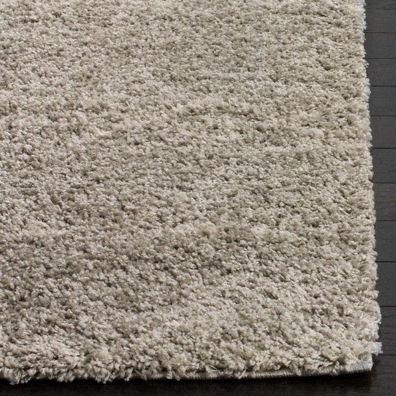 Luxurious Gray Square Hand-Knotted Shag Area Rug