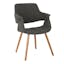 High-Back Walnut and Charcoal Fabric Upholstered Arm Chair