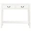 Distressed White Wood & Metal Console Table with Dual Drawers