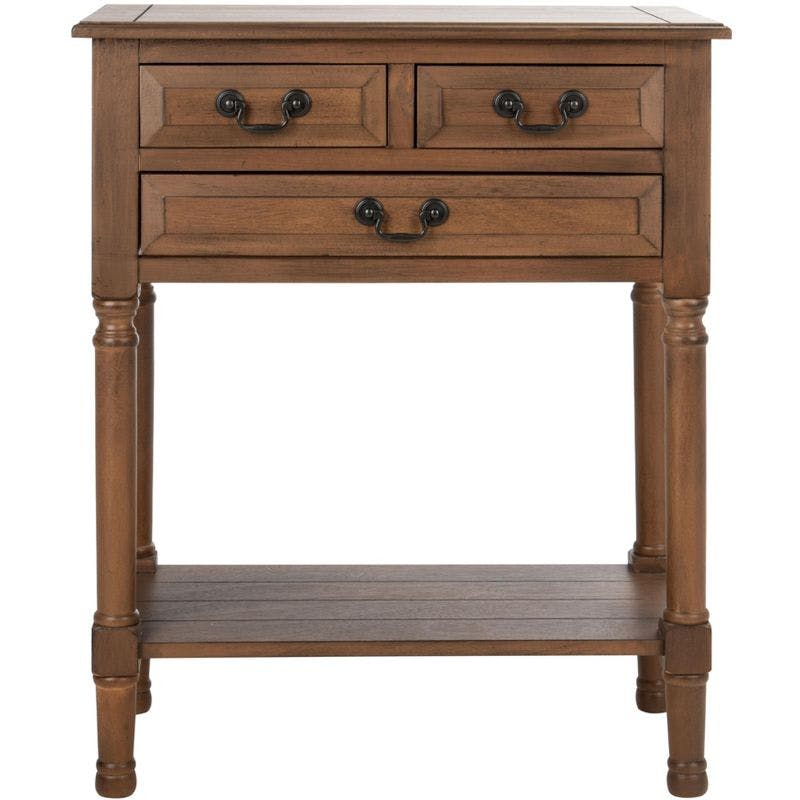 Primrose Warm Brown 3-Drawer Console Table with Open Shelf