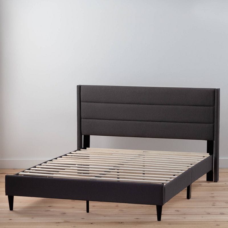 Amelia Queen Charcoal Horizontal Channel Upholstered Bed