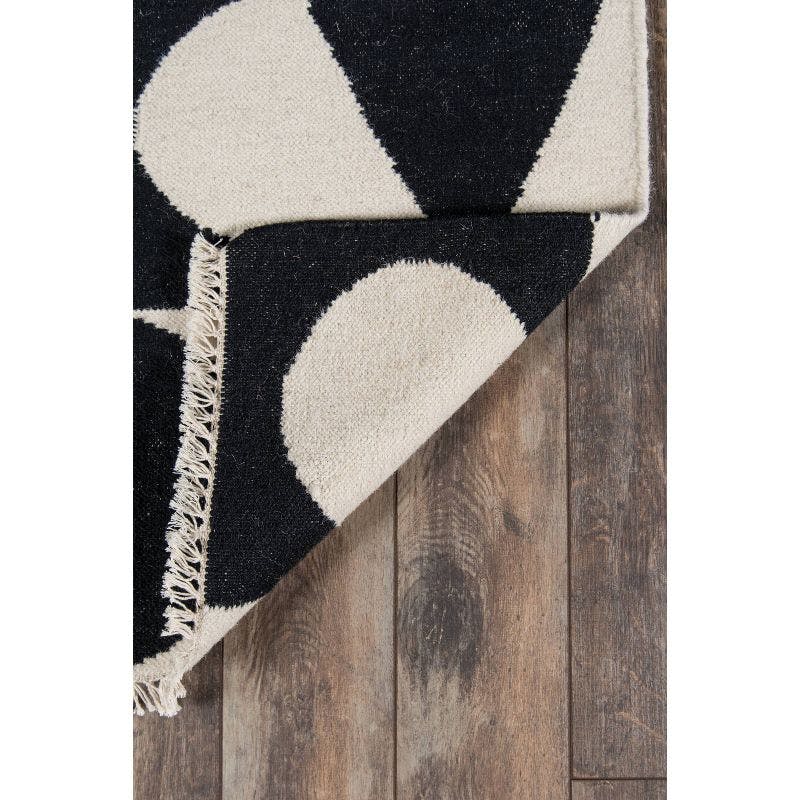 Topanga Striped Handmade Flatweave Wool Black/White Area Rug