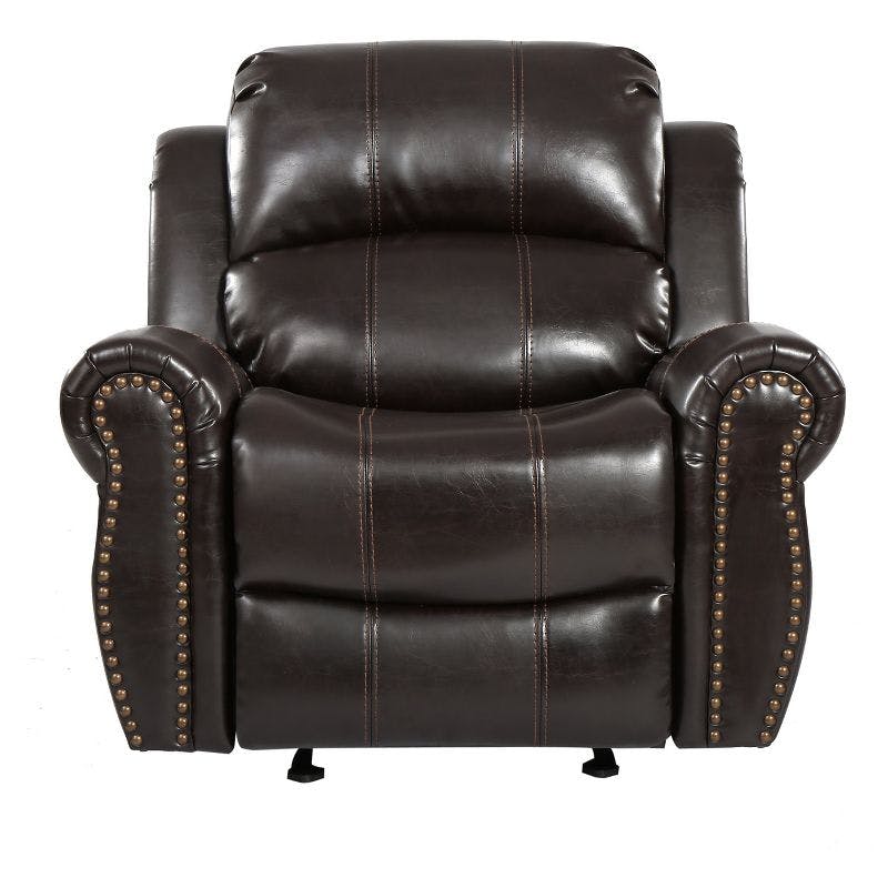 Harbor Rustic Brown Leather & Metal Glider Recliner Chair