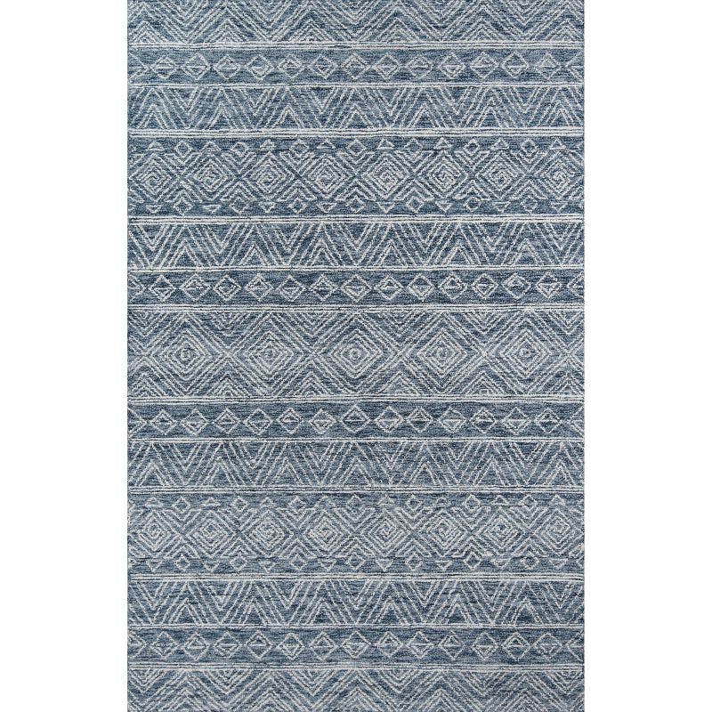 Handmade Gray Geometric Wool Rectangular Area Rug