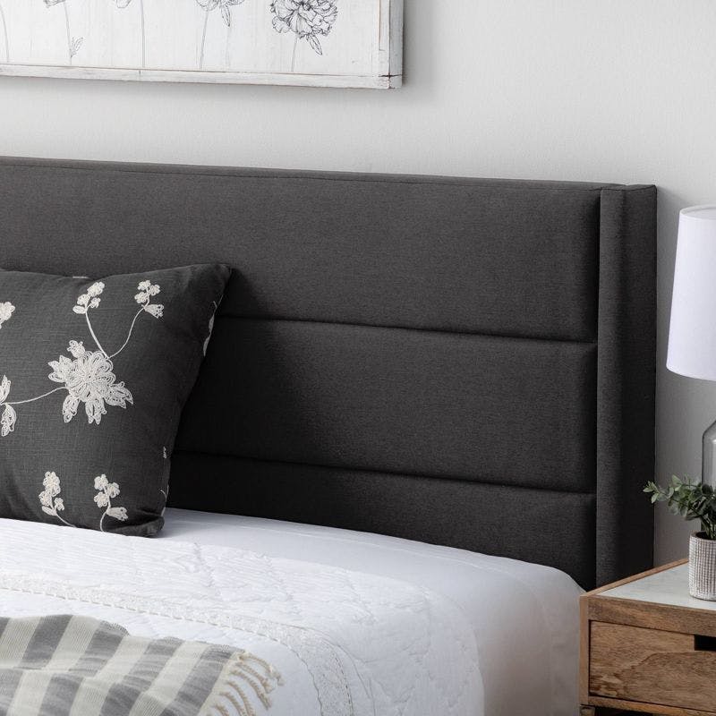 Amelia King-Size Charcoal Wood Frame Upholstered Bed with Tufted Headboard