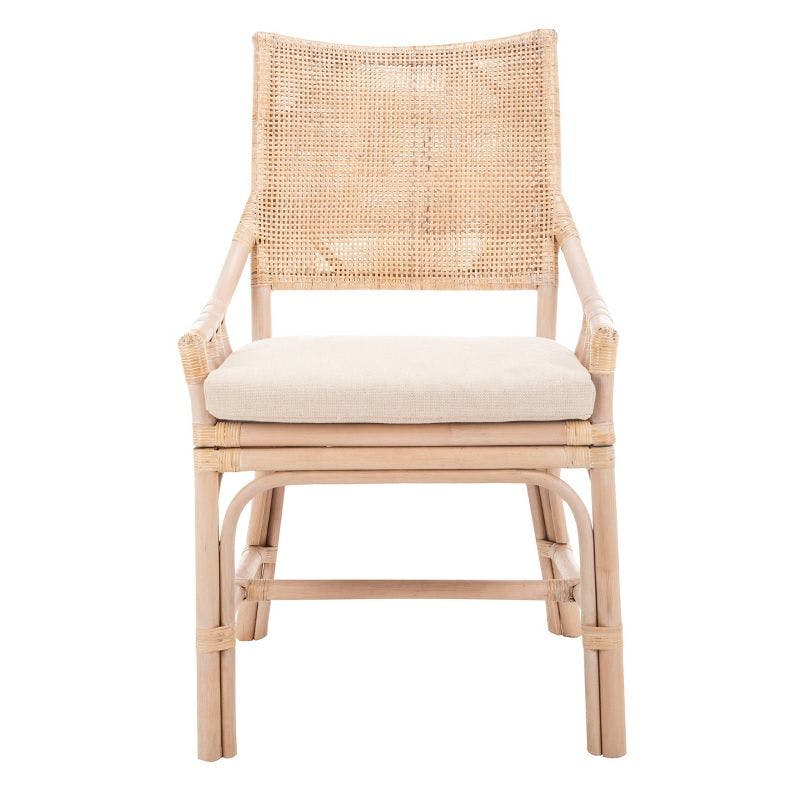 Randie Upholstered Wood and Rattan Armchair
