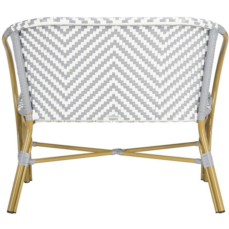 Contemporary Beige-Gray Wicker and Metal Two-Seater Settee