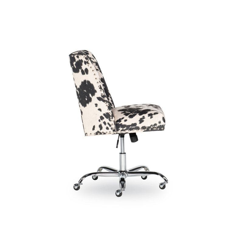 Draper Executive Swivel Office Chair in Black & White Cowhide Print