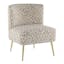 Contemporary Beige Leopard Slipper Chair with Gold Tapered Legs