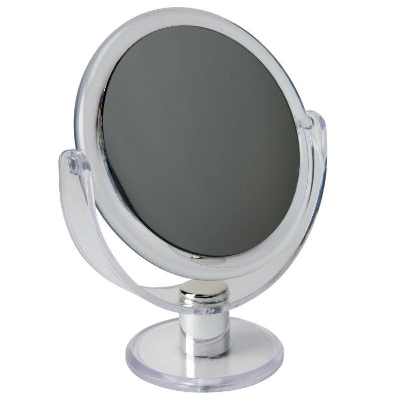 Dual Sided 10X Magnification Clear Vanity Mirror with Rubberized Finish