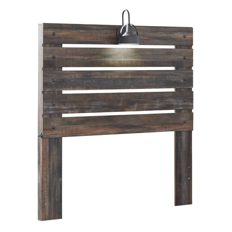 Rustic Full Storage Bed with Retro-Chic Light Sconce and USB Plug-ins
