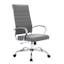 Luxury Gray Leather High-Back Swivel Office Chair with Metal Base