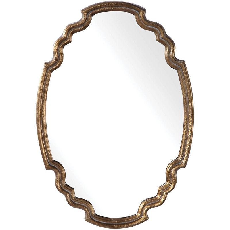 Andronica 24.5"x34.5" Gold Leaf Oval Wall Mirror