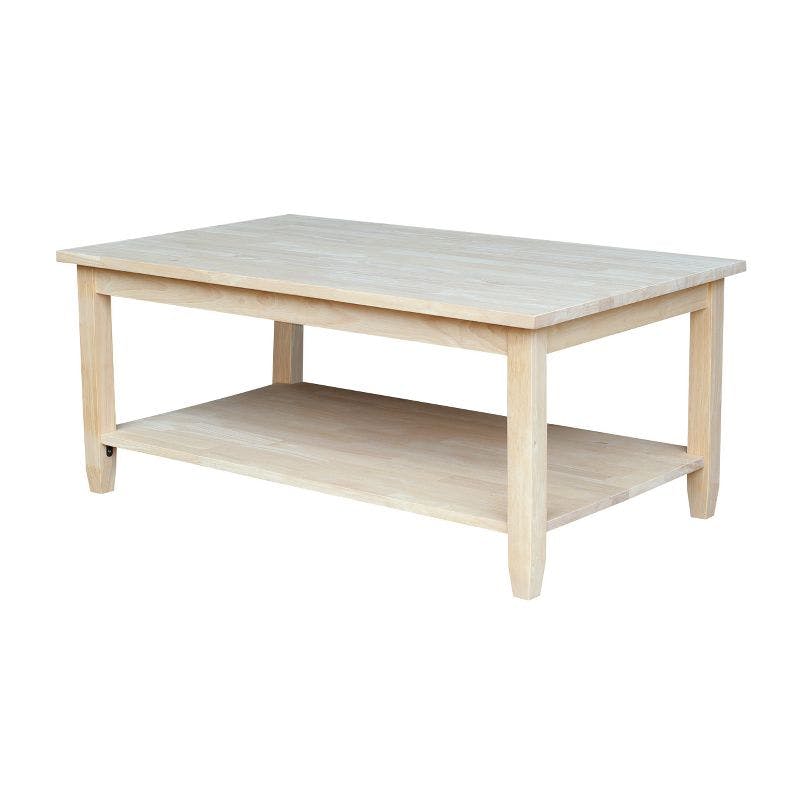 Solano Traditional Solid Wood Rectangular Coffee Table, Unfinished