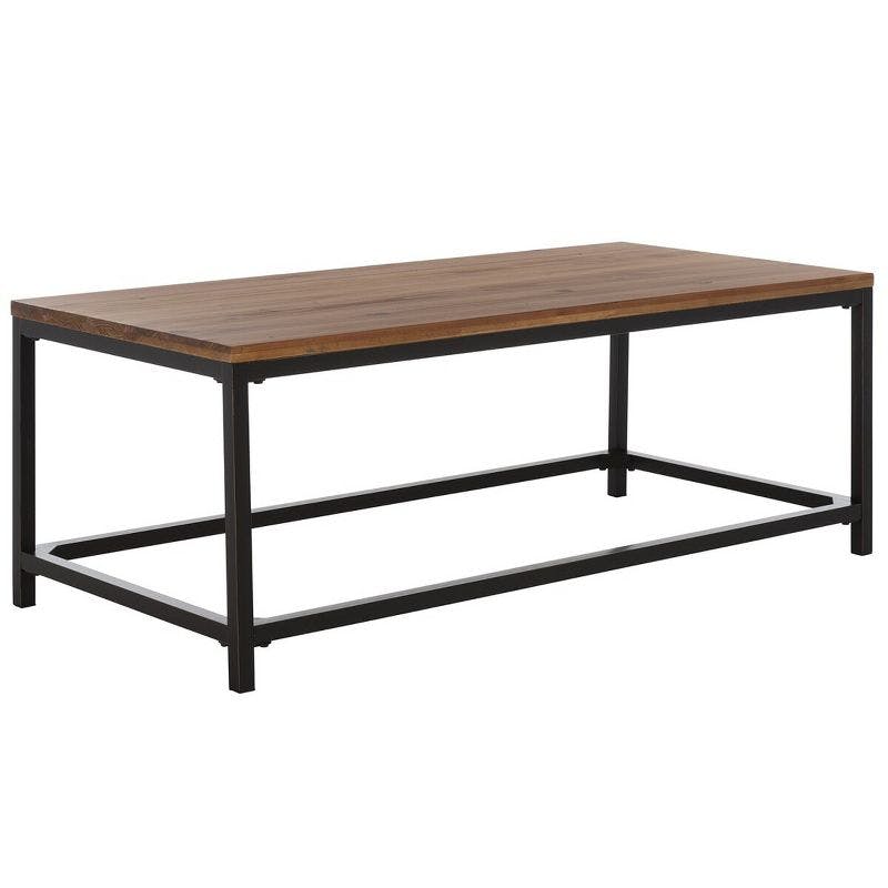 Transitional Alec 48" Rectangular Wood and Metal Coffee Table in Black/Brown