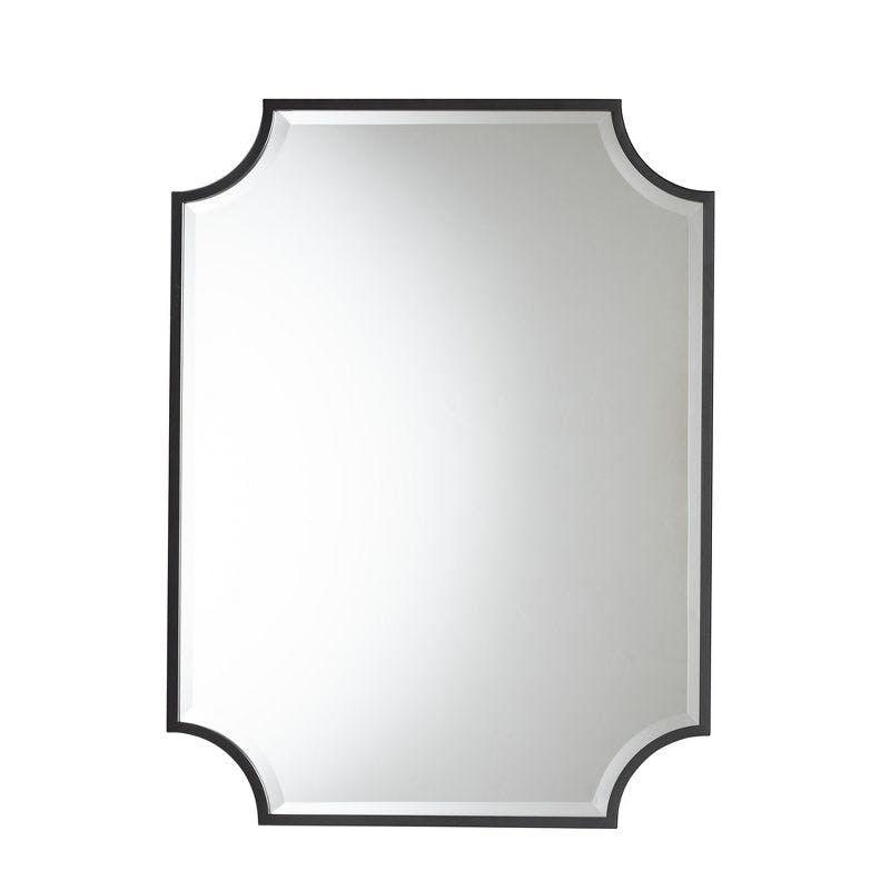 Elegant Rectangular Leather & Wood Framed Wall Mirror 30"x40"