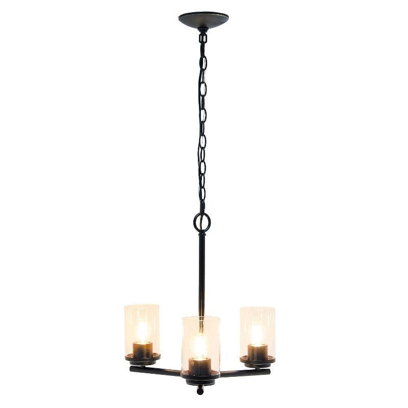 Restoration Bronze 3-Light 15" Classic Pendant Chandelier with Clear Glass