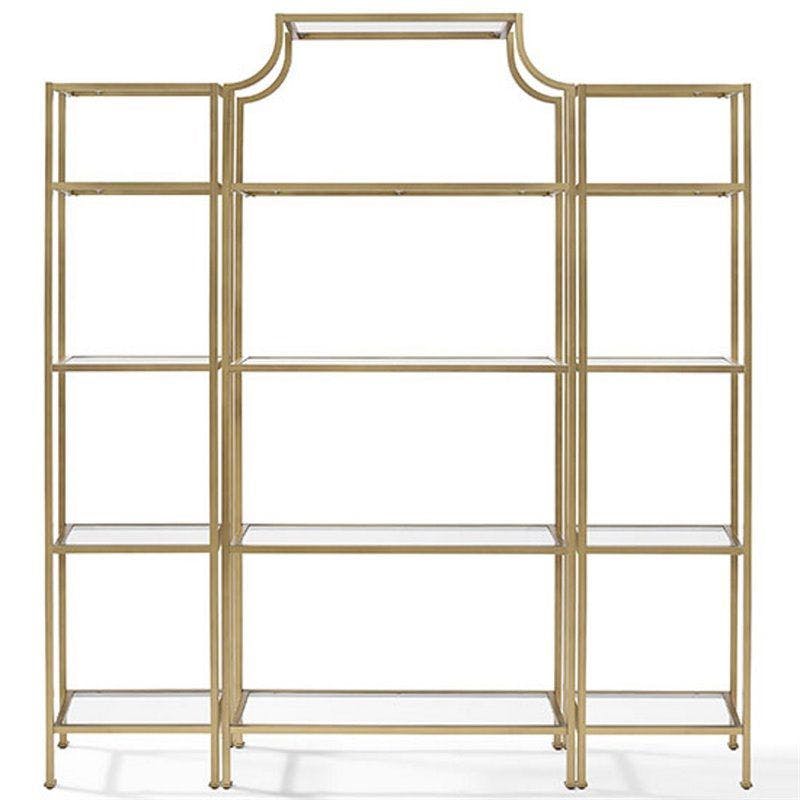 Antique Gold Finish Metal and Glass 3-Piece Etagere Set
