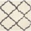 Ivory & Dark Grey Geometric Shag Square Rug, Easy Care Synthetic 6'x6'