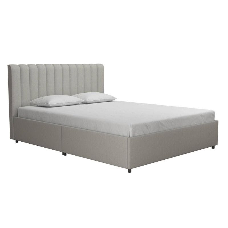 Brittany Full Gray Upholstered Platform Storage Bed