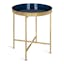 Celia 21'' Gold and Navy Blue Round Metal End Table with Magnetic Top