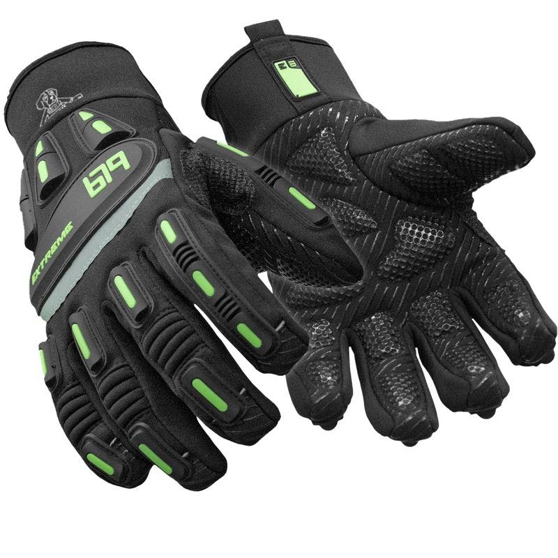 Men's Large Black Synthetic Leather Extreme Cold-Resistant Gloves