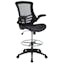ErgoComfort 51" Black Mesh & Leather Drafting Chair with Adjustable Arms