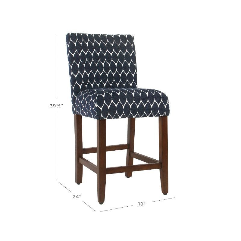 Navy Classic Parsons 24" Upholstered Counter Stool with Wood Legs