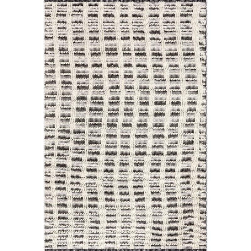 Parker Check 5'x8' Ivory Textured Wool Blend Area Rug
