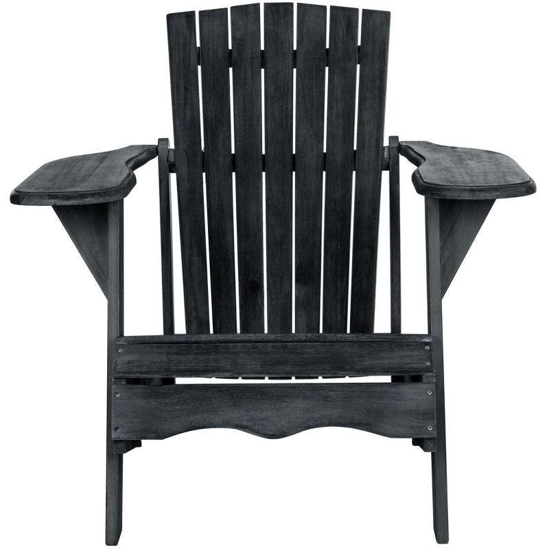Transitional Black Acacia Wood Arm Chair with Wide Armrests