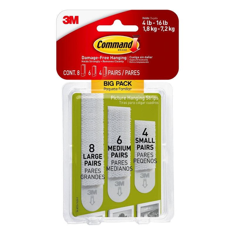 Command Assorted Size White Mounting Adhesive Strips Big Pack