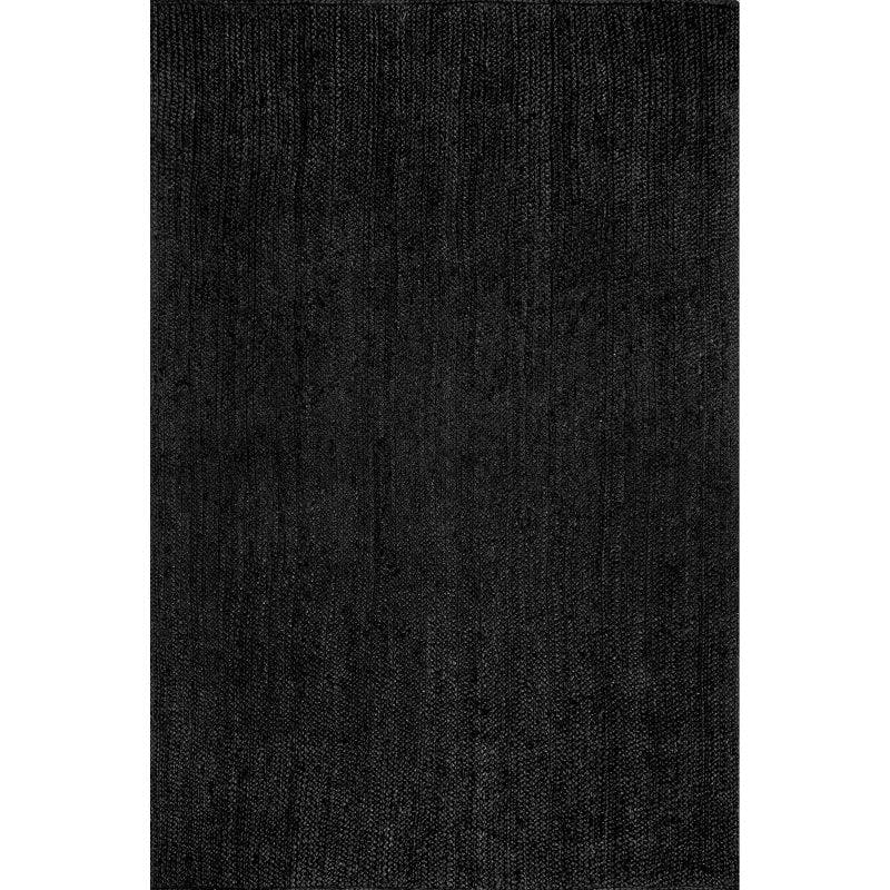 Hand-Braided Black Jute 6'x9' Area Rug - Eco-Friendly and Durable