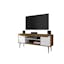 Rustic Brown and White Solid Wood 63" TV Stand with Cabinet Storage