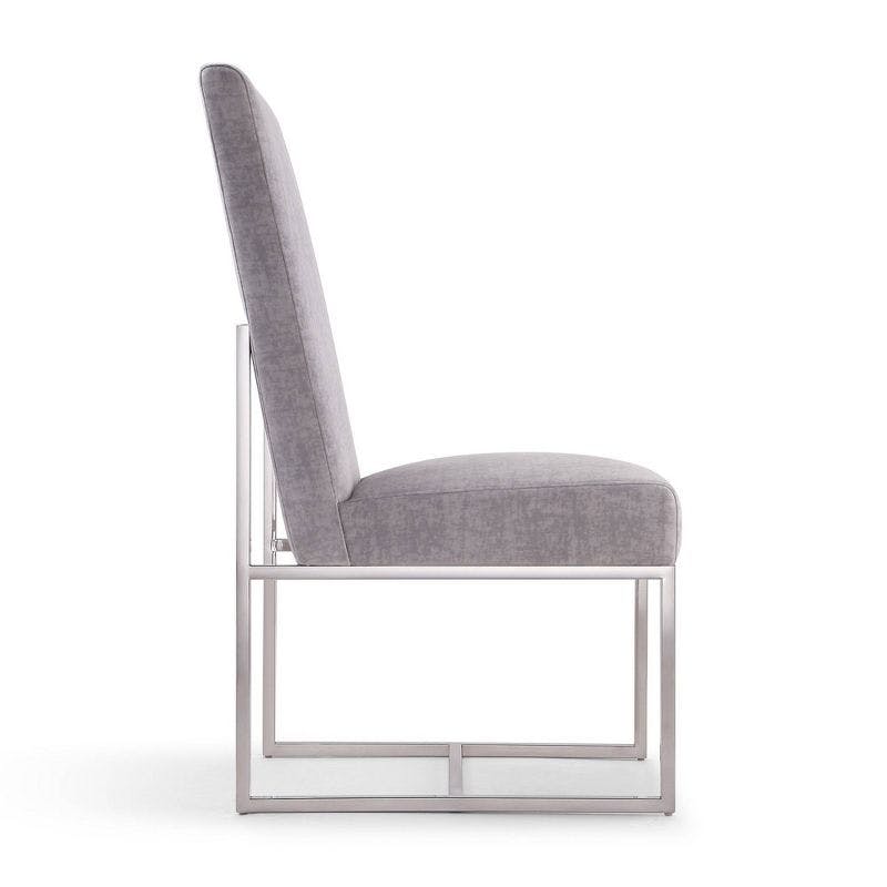Sleek Gray Velvet Parsons High-Back Arm Chair with Metal Base