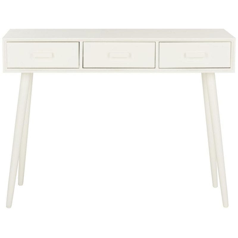Elegant Transitional White Mirrored 3-Drawer Console Table